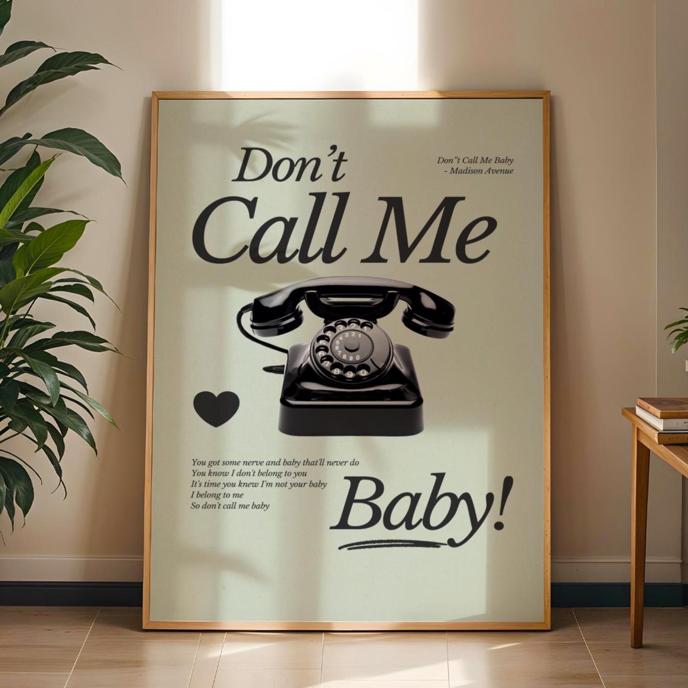 Don't Call Me Baby Print | Madison Avenue | House Music Poster | Lyric Print | Music Poster | Wall Art | House Music | Wall Decor | DJ Ibiza