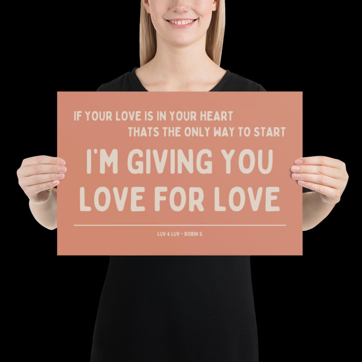 Love for Love (Luv for Luv) Robin S Lyric Print - Orange and Beige - Disco Music Poster Wall Art Retro Inspired Music Bold Typographic Quote