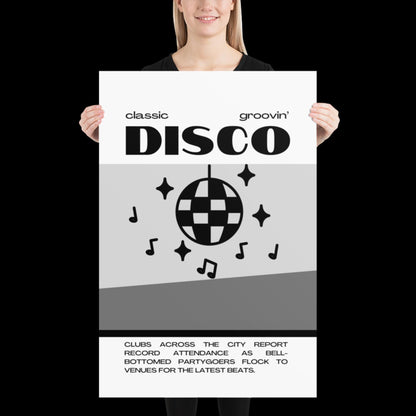 Disco Graphic Black and White Monochrome Wall Print - Ibiza Colourful Funny Cute Birthday Art Gift Unique Funky House Music Poster Lyrics