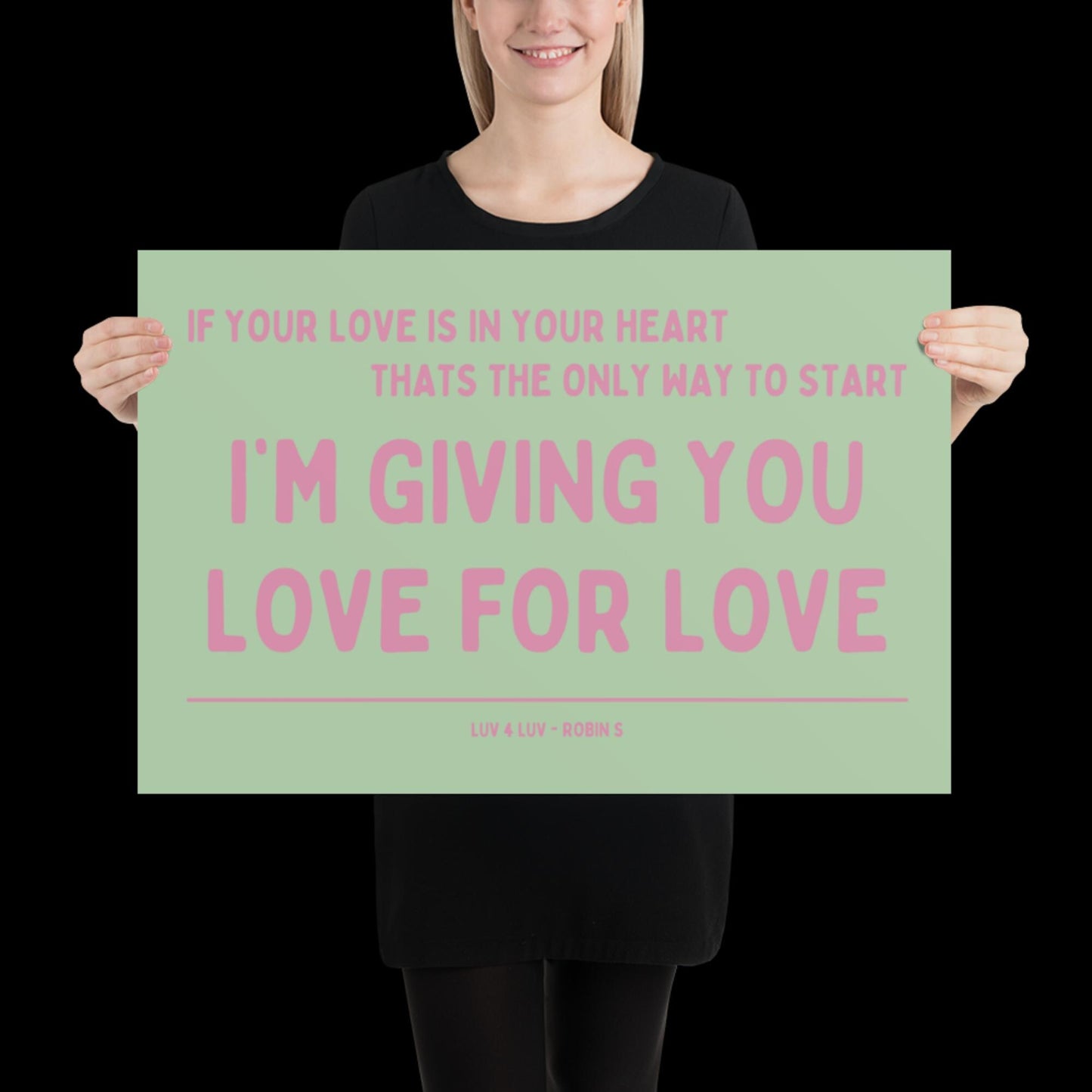 Love for Love (Luv for Luv) Robin S Lyric Print - Green and Pink - Disco Music Poster Wall Art Retro Inspired Music Bold Typographic Quote
