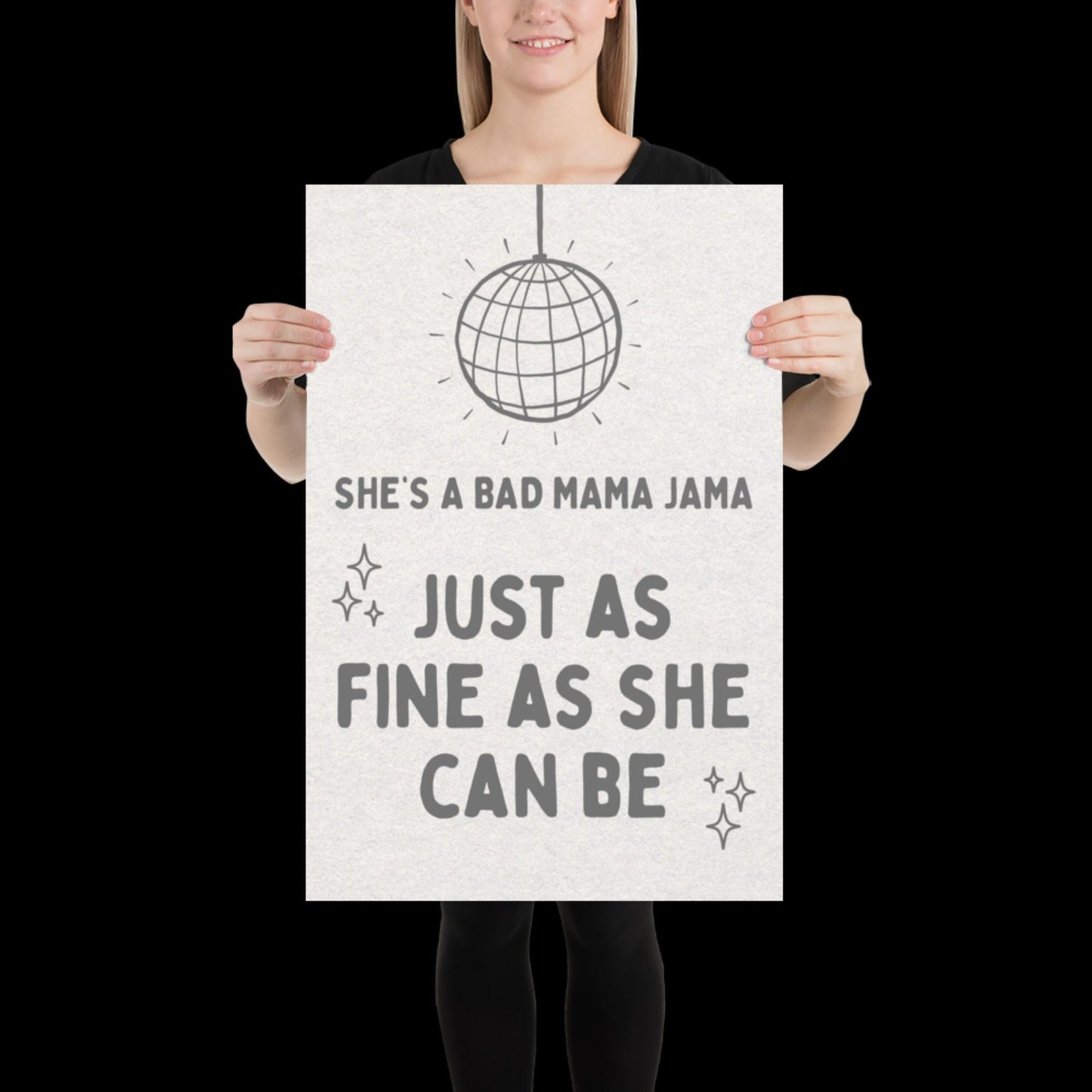 She's a Bad Mama Jama Carl Carlton Lyric Print | House Music Poster | Quote Print | Typographic | Disco Decor | Disco Ball Wall Print | Gift