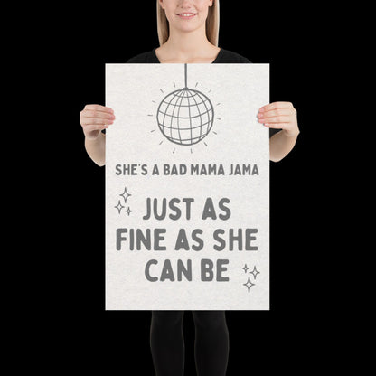 She's a Bad Mama Jama Carl Carlton Lyric Print | House Music Poster | Quote Print | Typographic | Disco Decor | Disco Ball Wall Print | Gift