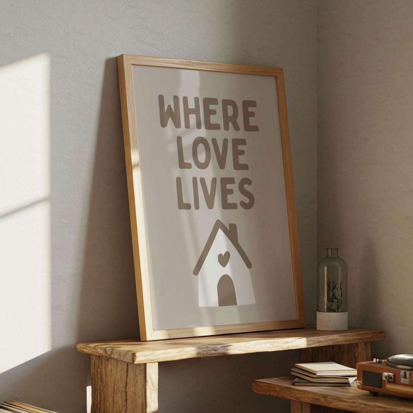 Where Love Lives Alison Limerick Inspired Lyric Print Beige - Ibiza Funky Disco House Music A1 A2 A3 Typographic Ball Aesthetic Poster