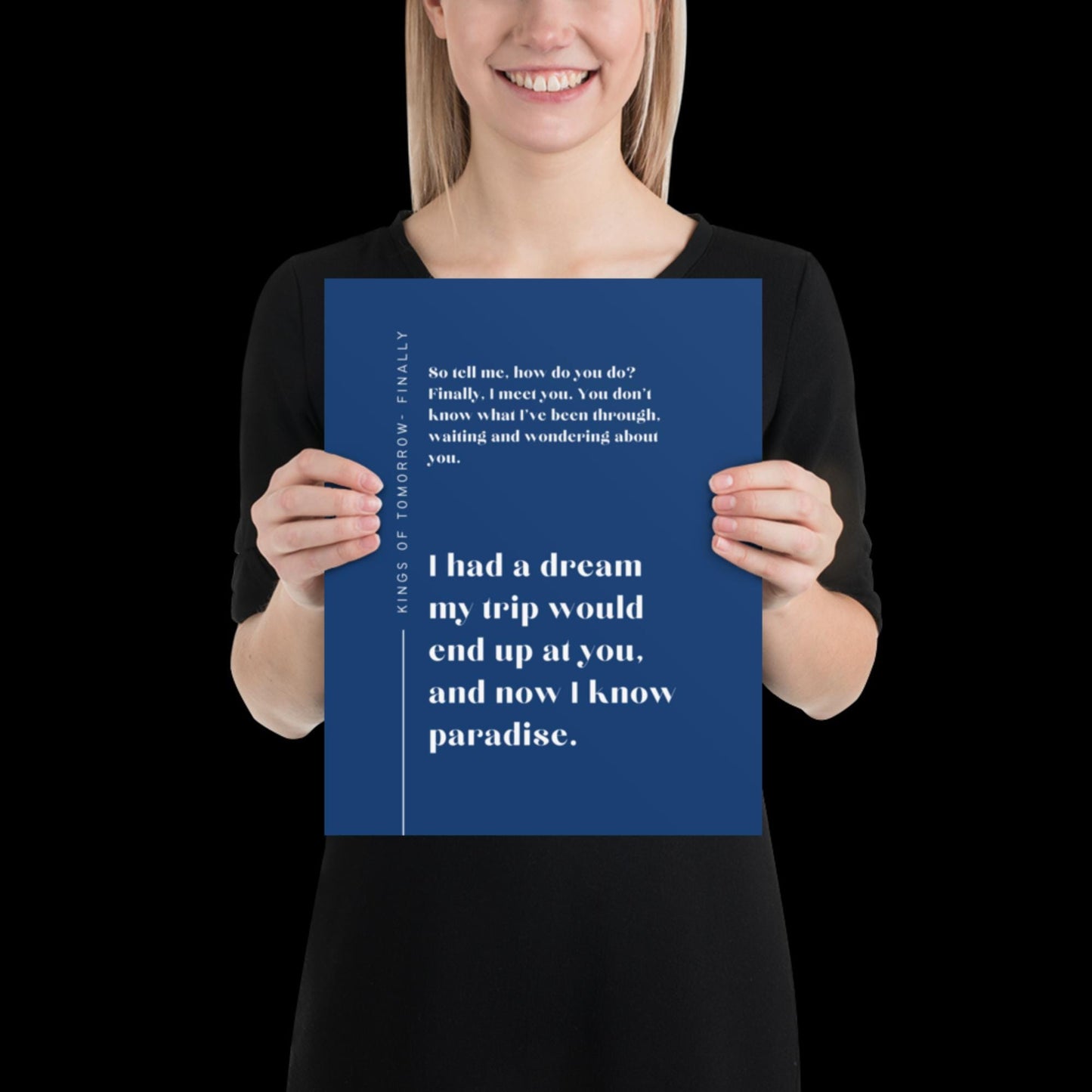 Finally Kings of Tomorrow Inspired Lyric Print Navy Blue - Ibiza Funky Disco House Music A1 A2 A3 Typographic Disco Ball