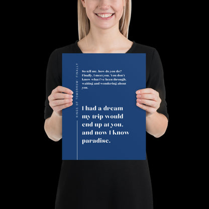 Finally Kings of Tomorrow Inspired Lyric Print Navy Blue - Ibiza Funky Disco House Music A1 A2 A3 Typographic Disco Ball