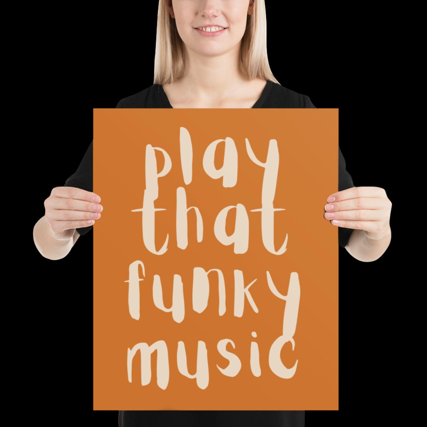 Play That Funky Music Orange and Beige - Print House Music Music Poster Wall Art Typographic Wall Decor Lyric Retro Funky Ibiza Groovy