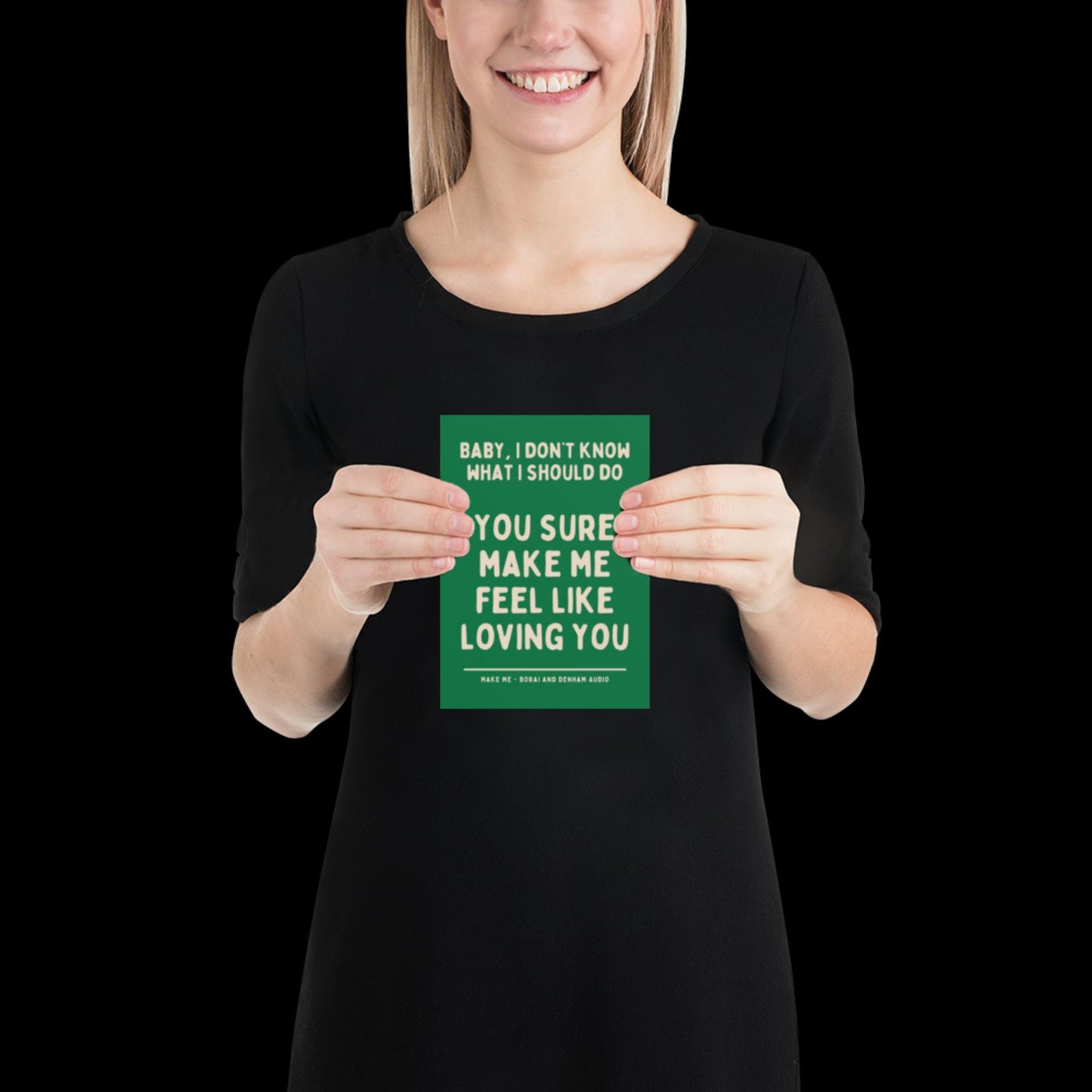 Make Me Inspired Green and Beige Print - Borai Denham Audio Ibiza Bold Typographic Colourful House Music Poster Groovy Bar Disco Funky