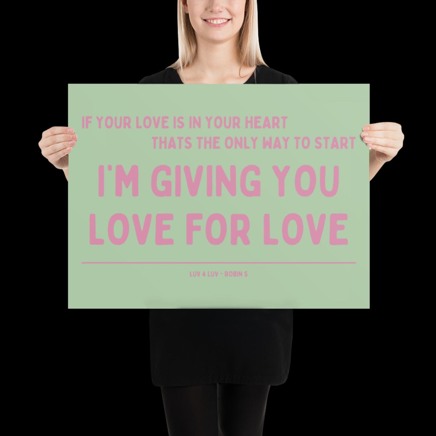 Love for Love (Luv for Luv) Robin S Lyric Print - Green and Pink - Disco Music Poster Wall Art Retro Inspired Music Bold Typographic Quote