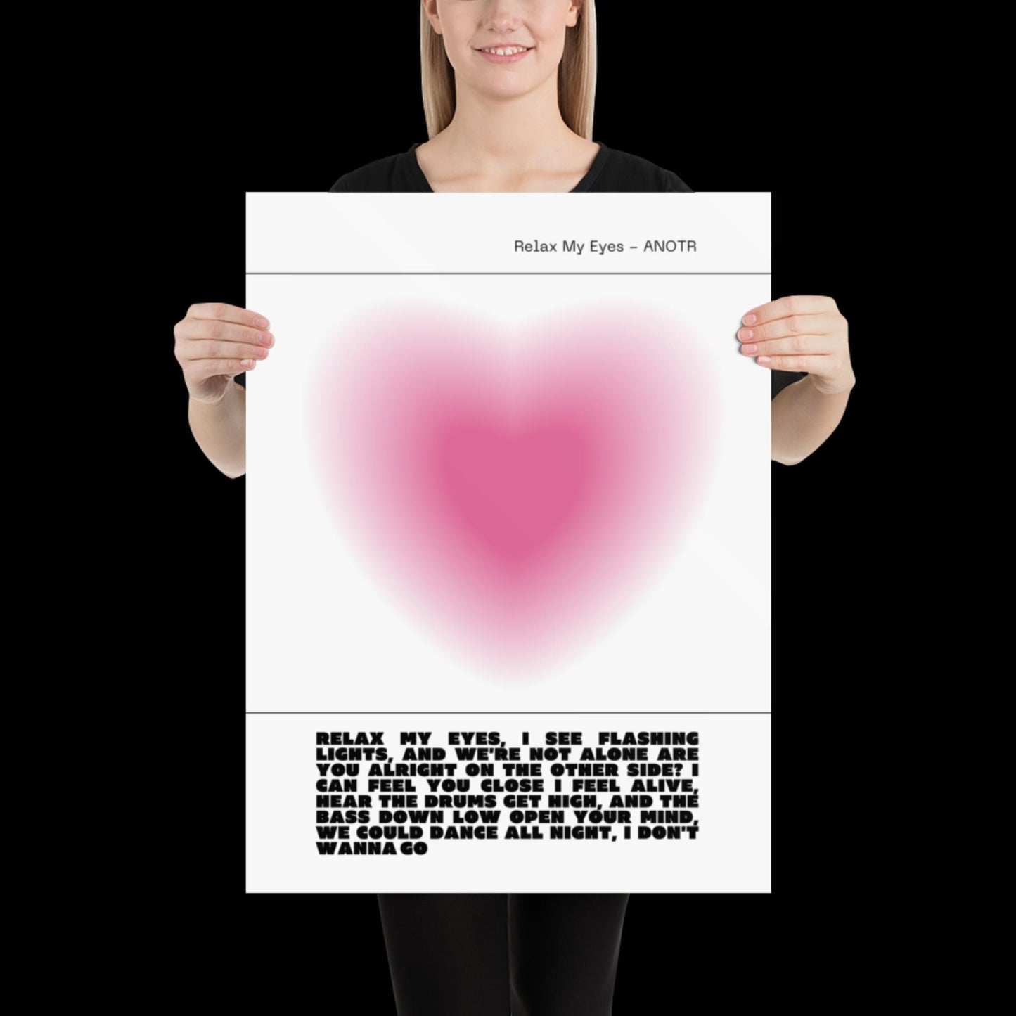 Relax My Eyes Inspired Pink Heart Aura Print - ANOTR Wall Art House EDM Ibiza Festival Rave Art Decor House Music Lovers Disco Ball Funky