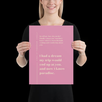 Finally Kings of Tomorrow Inspired Lyric Print Pink and Beige - Ibiza Funky Disco House Music A1 A2 A3 Typographic Disco Ball