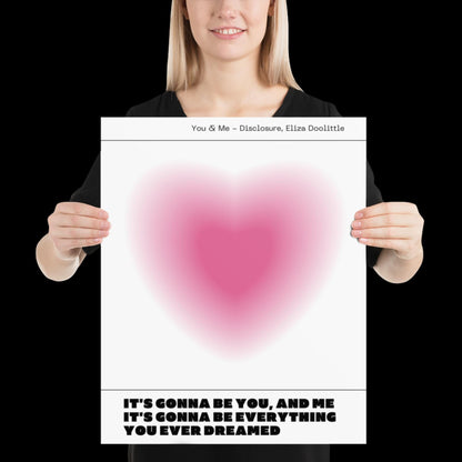 You and Me Pink Heart Aura Print - Disclosure Wall Art for House EDM Ibiza Festival Rave Art Decor House Music Disco Ball Funky