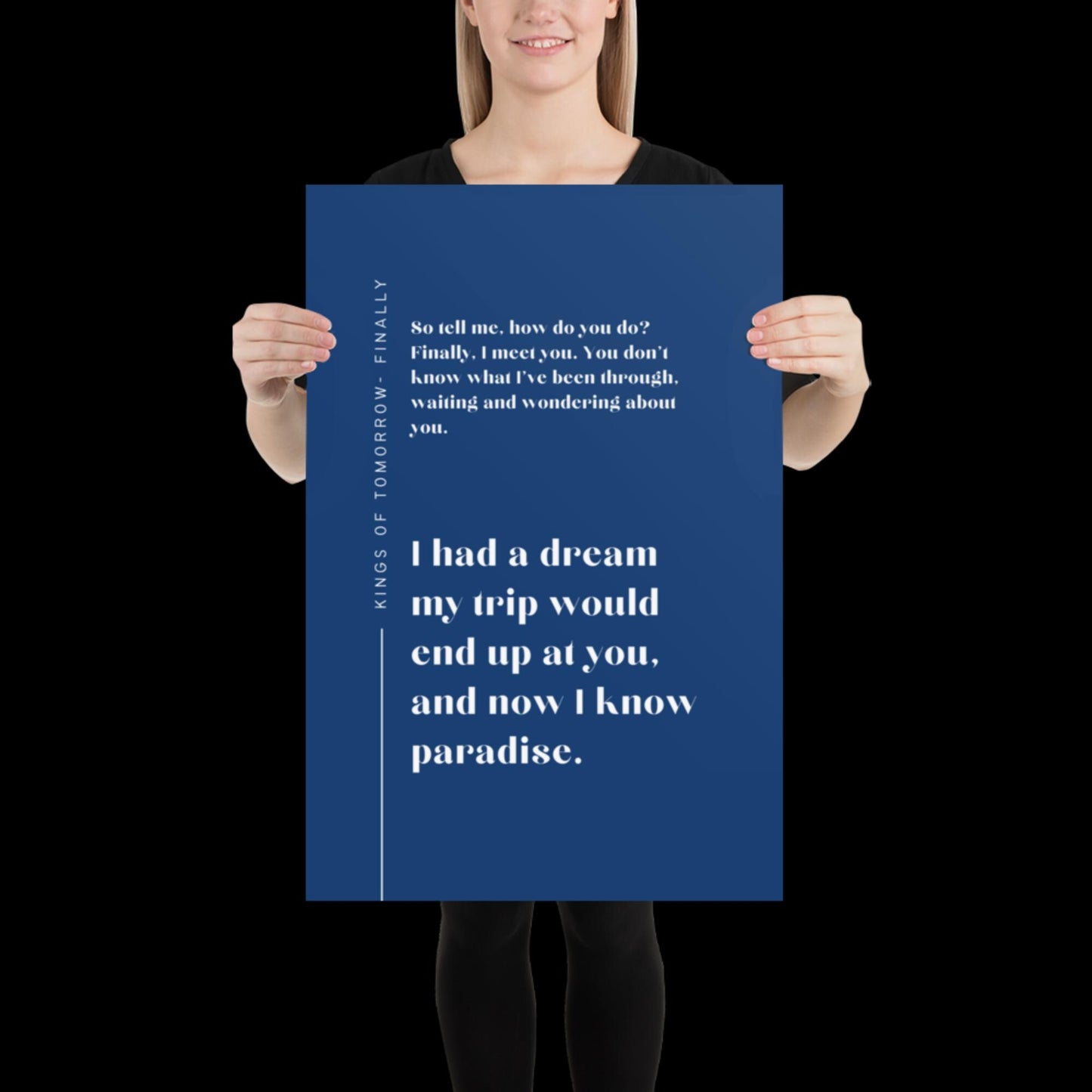 Finally Kings of Tomorrow Inspired Lyric Print Navy Blue - Ibiza Funky Disco House Music A1 A2 A3 Typographic Disco Ball