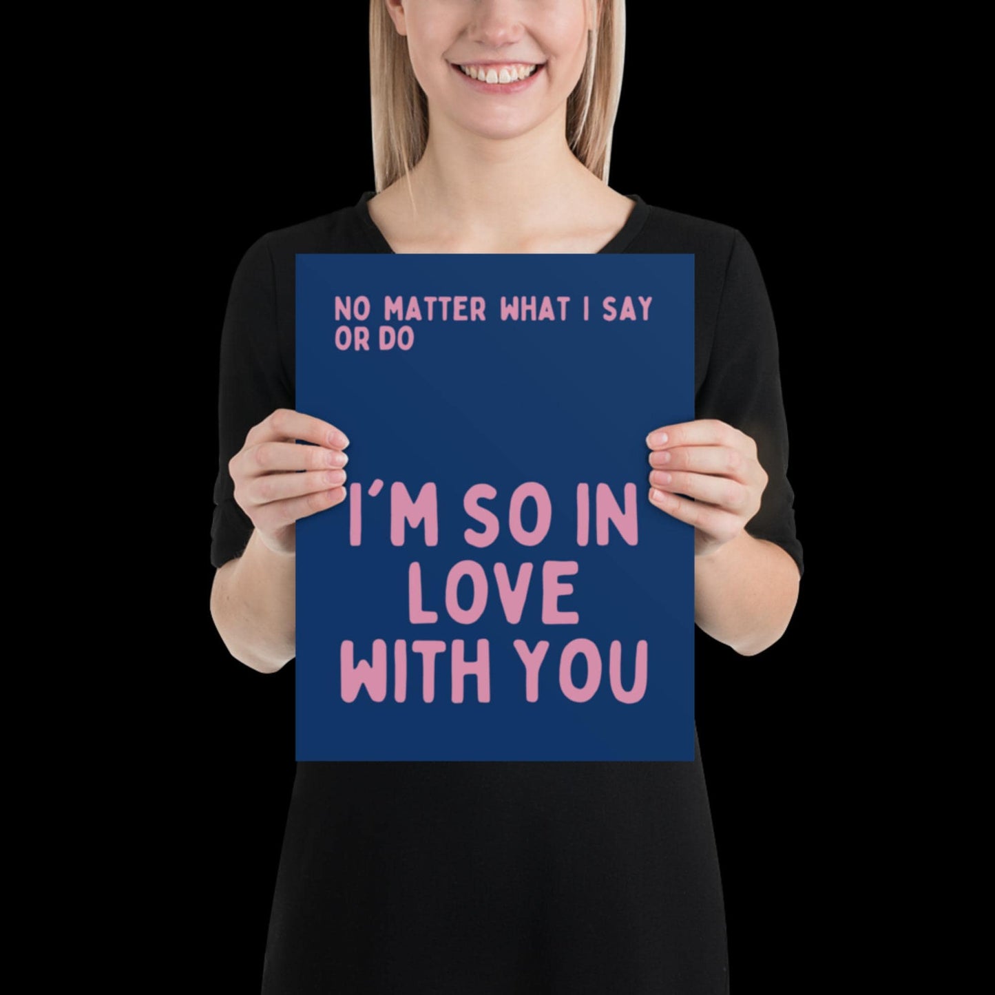 I'm So In Love With You Navy Blue and Pink Wall Print - Ibiza Colourful Funny Cute Birthday Art Gift Unique Funky House Music Poster Lyrics