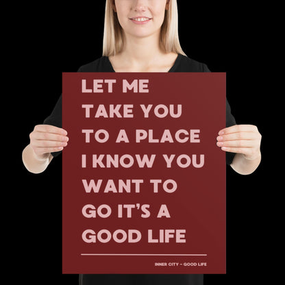 It's a Good Life Red Lyric Wall Print | Music Poster | Wall Art | A5 A4 A3 | Typographic | Lyrics | Custom Print | Wall Decor