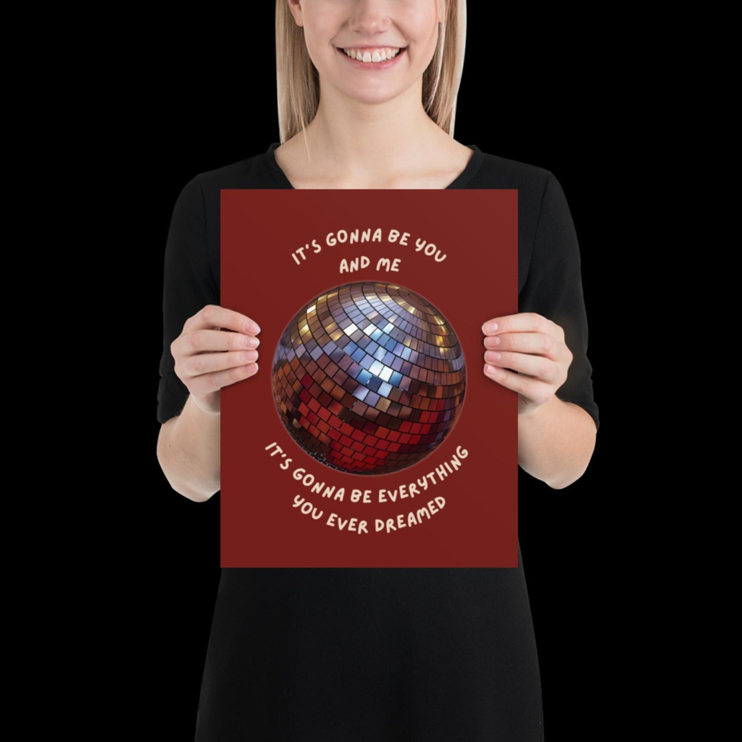 You and Me Red Disco Ball Wall Print - Ibiza Colourful Funny Cute Birthday Christmas Gift Unique Leopard Cocktail