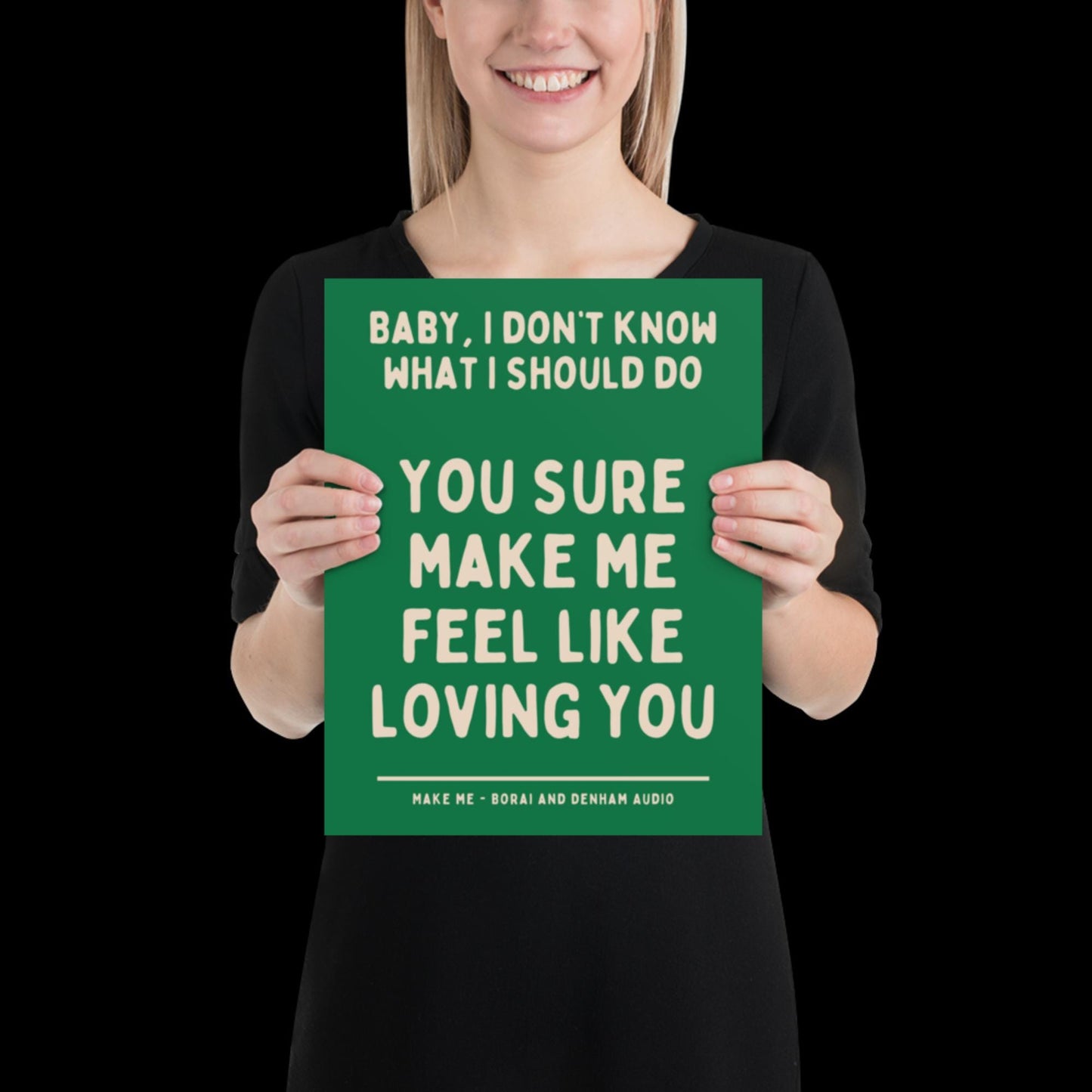 Make Me Inspired Green and Beige Print - Borai Denham Audio Ibiza Bold Typographic Colourful House Music Poster Groovy Bar Disco Funky