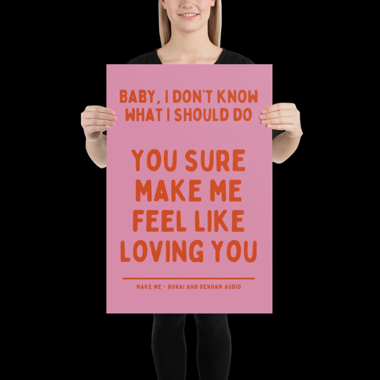 Make Me Inspired Pink and Orange Print - Borai Denham Audio Ibiza Bold Typographic Colourful House Music Poster Groovy Bar Disco Funky