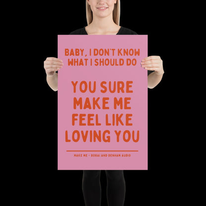 Make Me Inspired Pink and Orange Print - Borai Denham Audio Ibiza Bold Typographic Colourful House Music Poster Groovy Bar Disco Funky