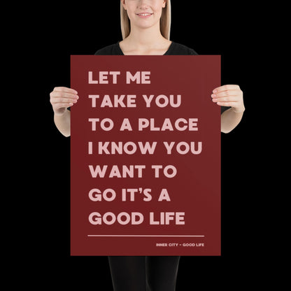 It's a Good Life Red Lyric Wall Print | Music Poster | Wall Art | A5 A4 A3 | Typographic | Lyrics | Custom Print | Wall Decor