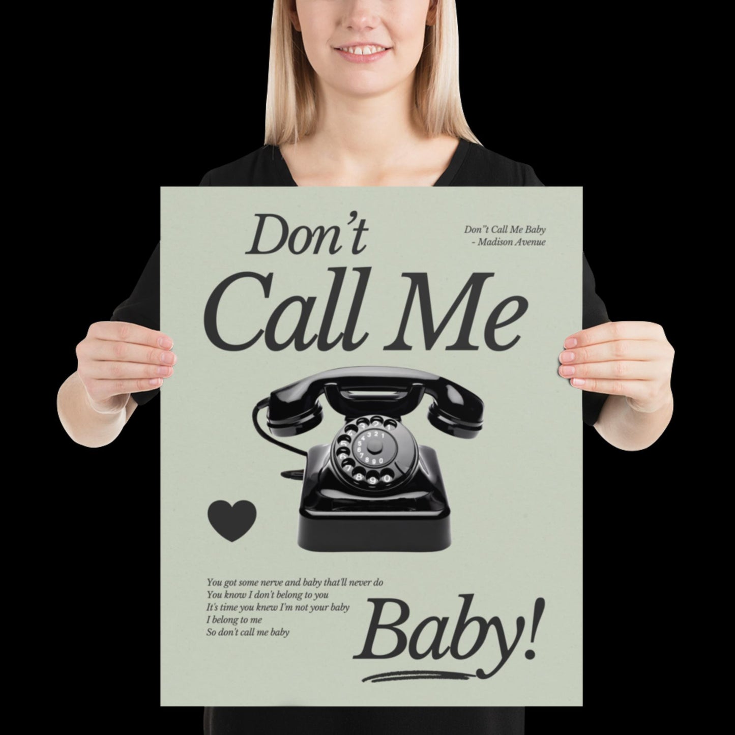Don't Call Me Baby Print | Madison Avenue | House Music Poster | Lyric Print | Music Poster | Wall Art | House Music | Wall Decor | DJ Ibiza