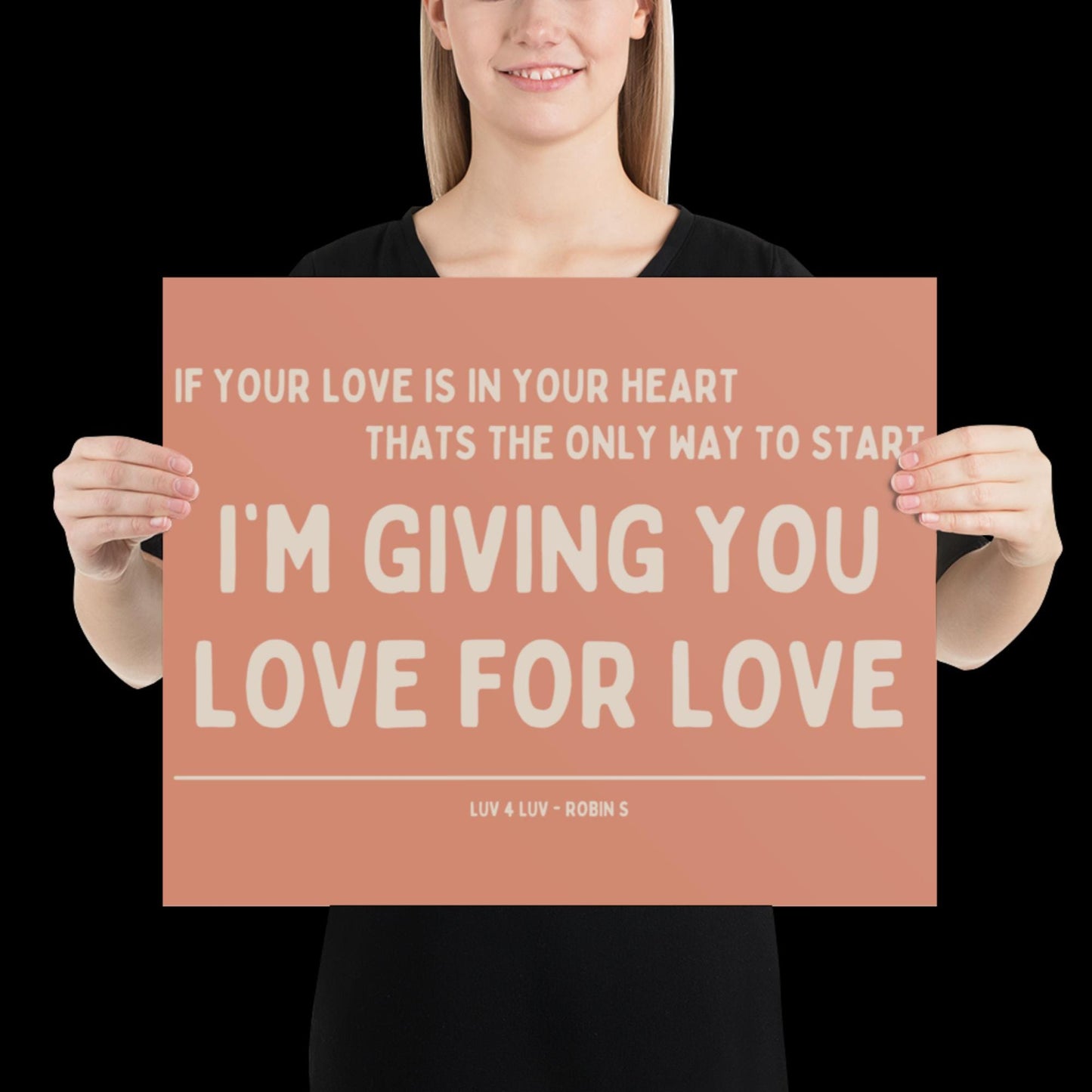 Love for Love (Luv for Luv) Robin S Lyric Print - Orange and Beige - Disco Music Poster Wall Art Retro Inspired Music Bold Typographic Quote
