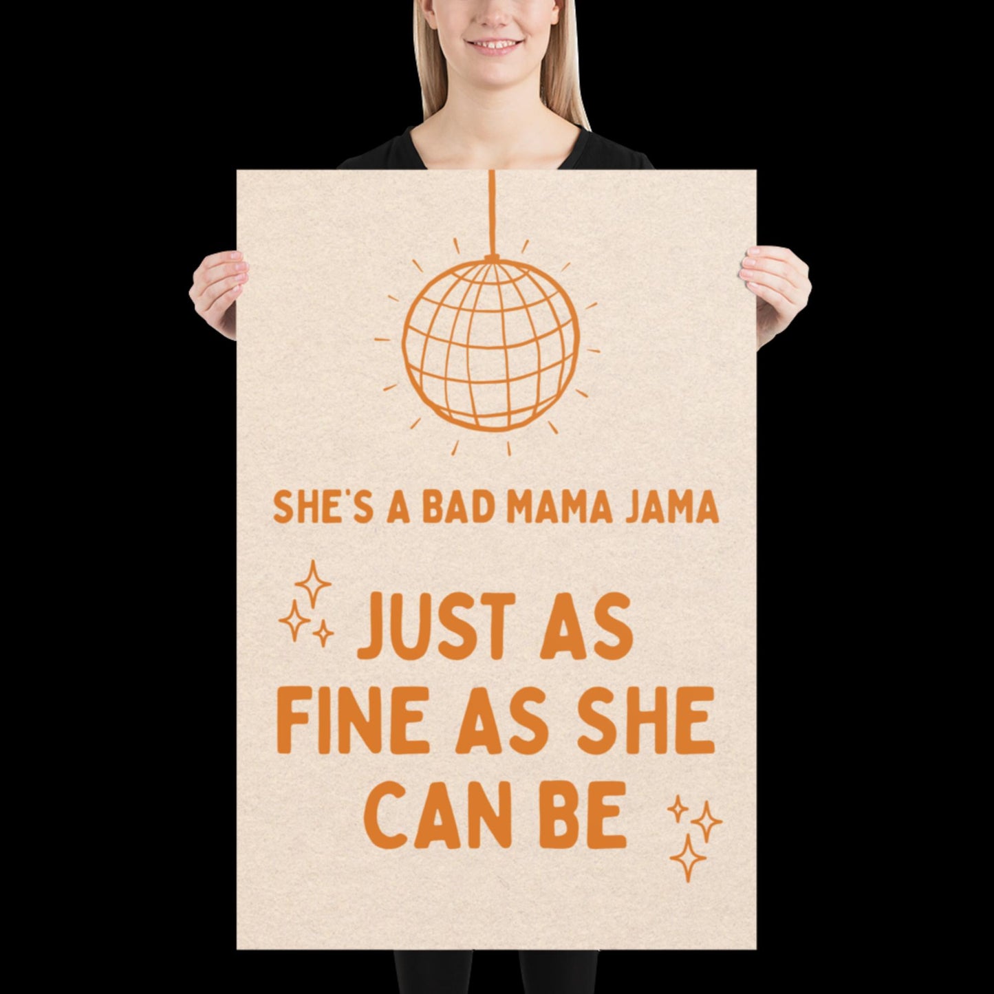 She's a Bad Mama Jama Carl Carlton Lyric Print | House Music Poster | Quote Print | Typographic | Disco Decor | Disco Ball Wall Print | Gift