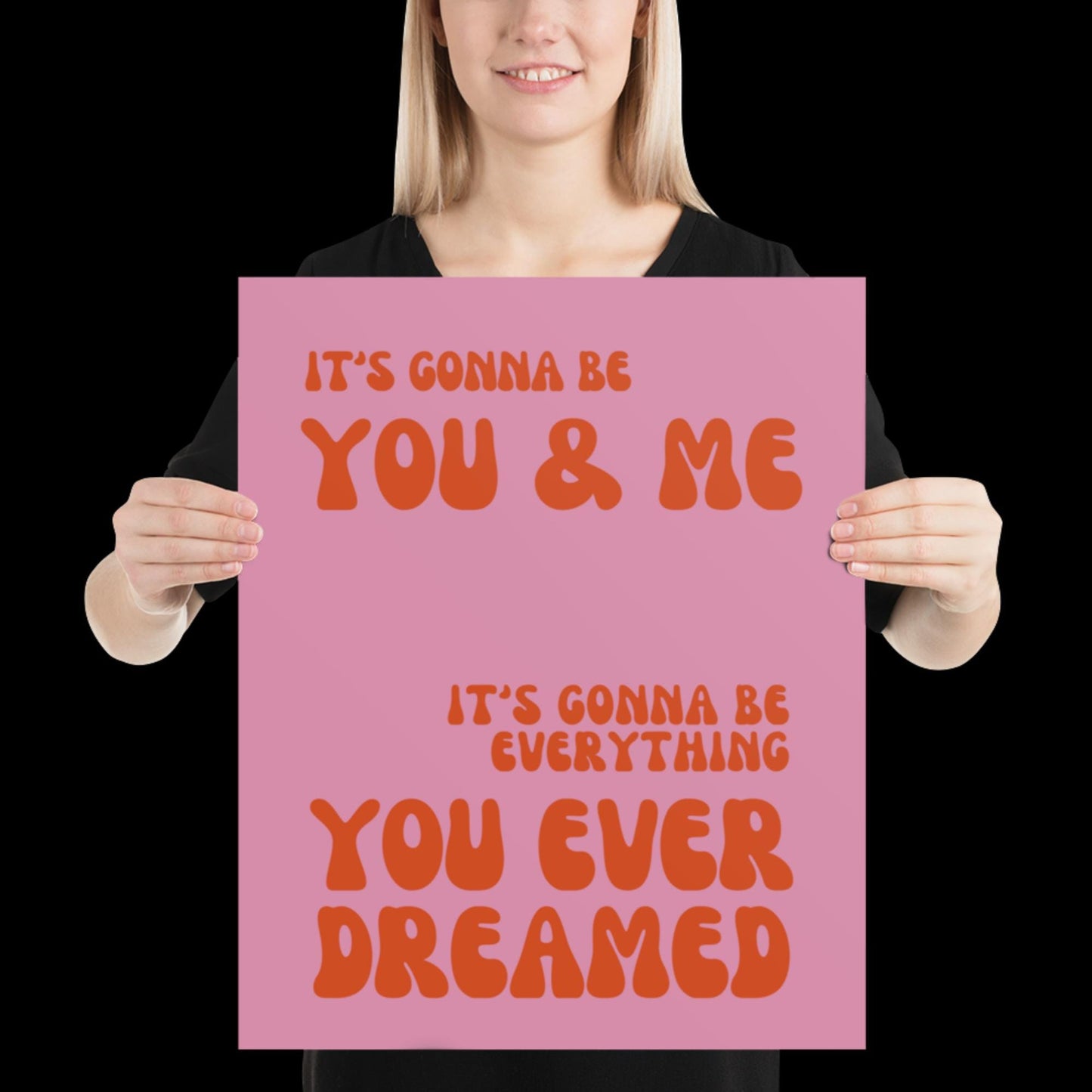 You and Me Pink Lyrics Wall Print - Ibiza Colourful Funny Cute Birthday Christmas Gift Unique Leopard Cocktail House Music