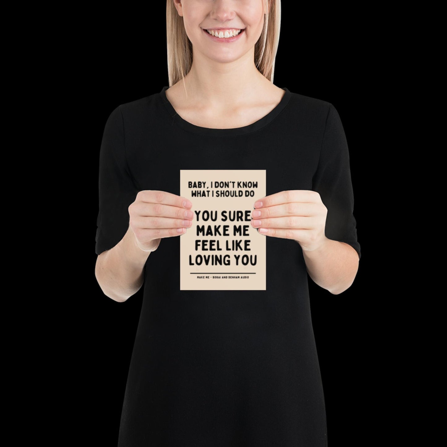 Make Me Inspired Beige and Black Print - Borai Denham Audio Ibiza Bold Typographic Colourful House Music Poster Groovy Bar Disco Funky