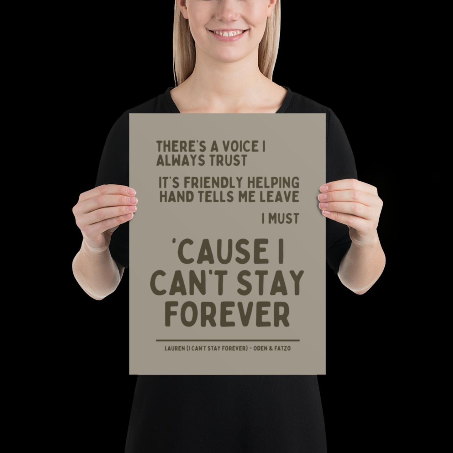 I Can't Stay Forever Beige Silver Wall Print - Ibiza Colourful Funny Cute Birthday Art Gift Unique Funky House Music Poster Lyrics