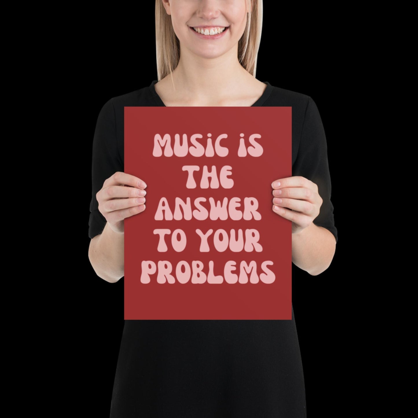 Music Is The Answer Lyrics 001 Red Wall Print - Ibiza Colourful Funny Cute Birthday Art Gift Unique Funky House Music Poster Disco
