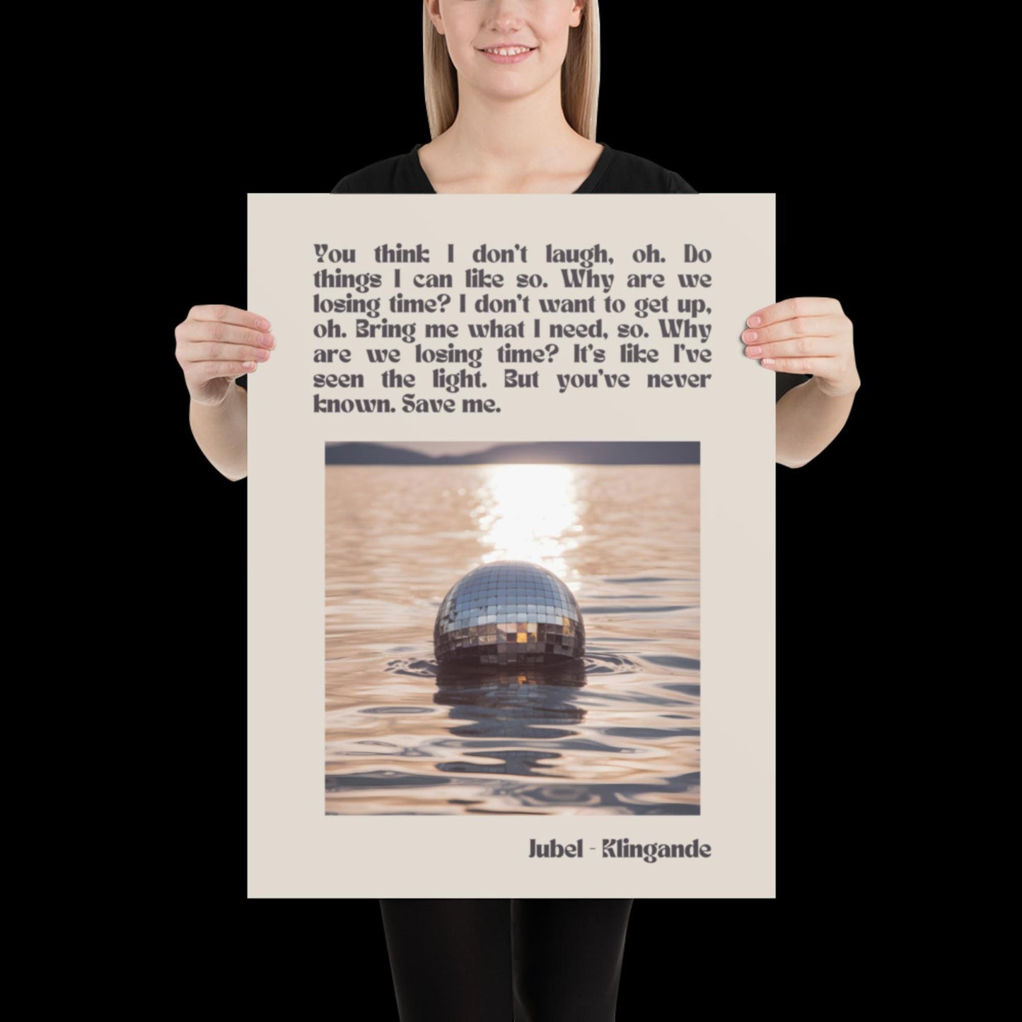 Jubel Klingande Inspired Sunset Disco Ball Print Beige - Song Lyric Music Poster Wall Art Typographic Lyrics Ibiza House Music Wall Decor
