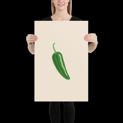 Jalapeno Chilli Pepper Spicy Margarita Beige Wall Print | Bar Cart Art | Cocktail Poster | Bold Prints | A1 A2 Physical Print | Kitchen Art