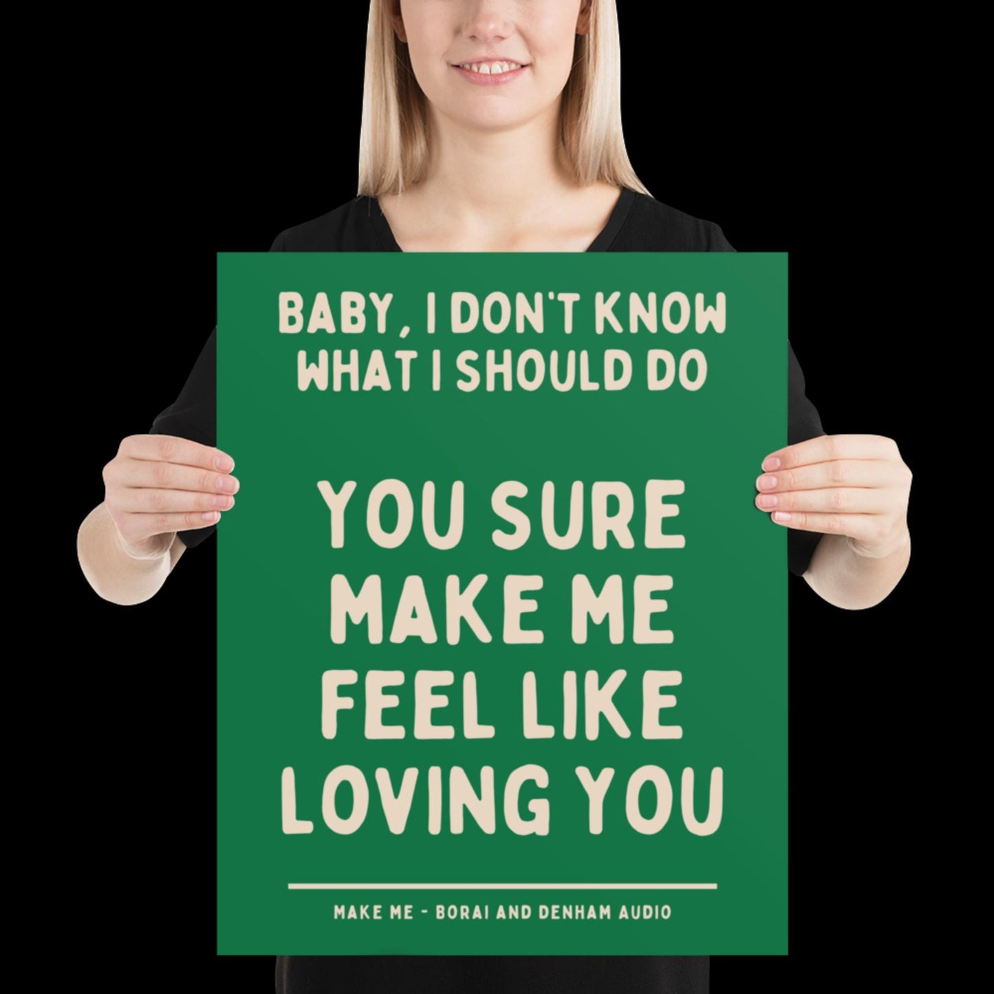 Make Me Inspired Green and Beige Print - Borai Denham Audio Ibiza Bold Typographic Colourful House Music Poster Groovy Bar Disco Funky