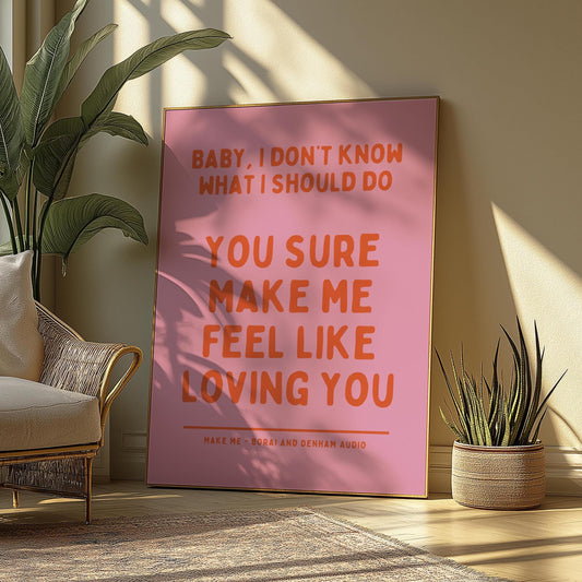 Make Me Inspired Pink and Orange Print - Borai Denham Audio Ibiza Bold Typographic Colourful House Music Poster Groovy Bar Disco Funky