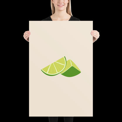 Limes Spicy Margarita Beige Wall Print | Bar Cart Art | Cherry Print | Cocktail Poster | Bold Prints | A1 A2 Physical Print | Kitchen Art