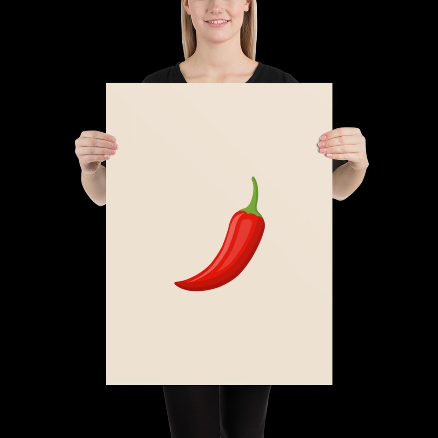 Red Chilli Pepper Spicy Margarita Beige Wall Print | Bar Cart Art | Cocktail Poster | Bold | A1 A2 Physical Print | Modern Kitchen Art