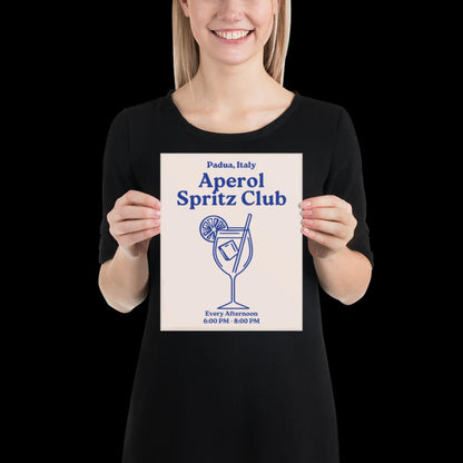 Aperol Spritz Club Blue and Beige Wall Print - Cocktail Wall Art Bold Typographic Drink Poster Groovy Bar Disco Funky