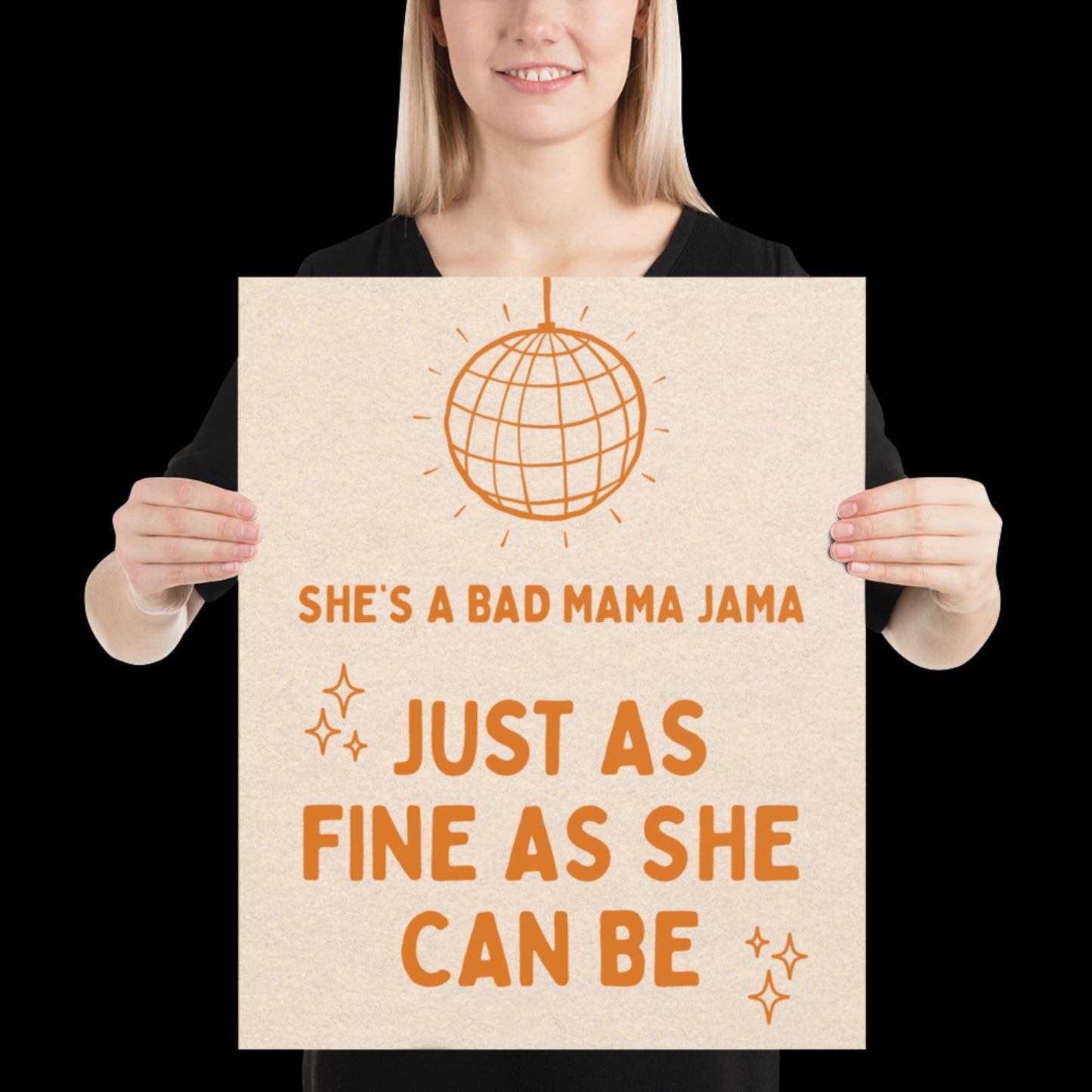 She's a Bad Mama Jama Carl Carlton Lyric Print | House Music Poster | Quote Print | Typographic | Disco Decor | Disco Ball Wall Print | Gift
