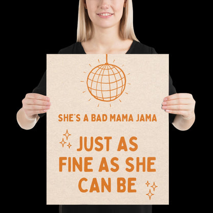 She's a Bad Mama Jama Carl Carlton Lyric Print | House Music Poster | Quote Print | Typographic | Disco Decor | Disco Ball Wall Print | Gift