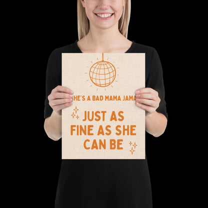 She's a Bad Mama Jama Carl Carlton Lyric Print | House Music Poster | Quote Print | Typographic | Disco Decor | Disco Ball Wall Print | Gift