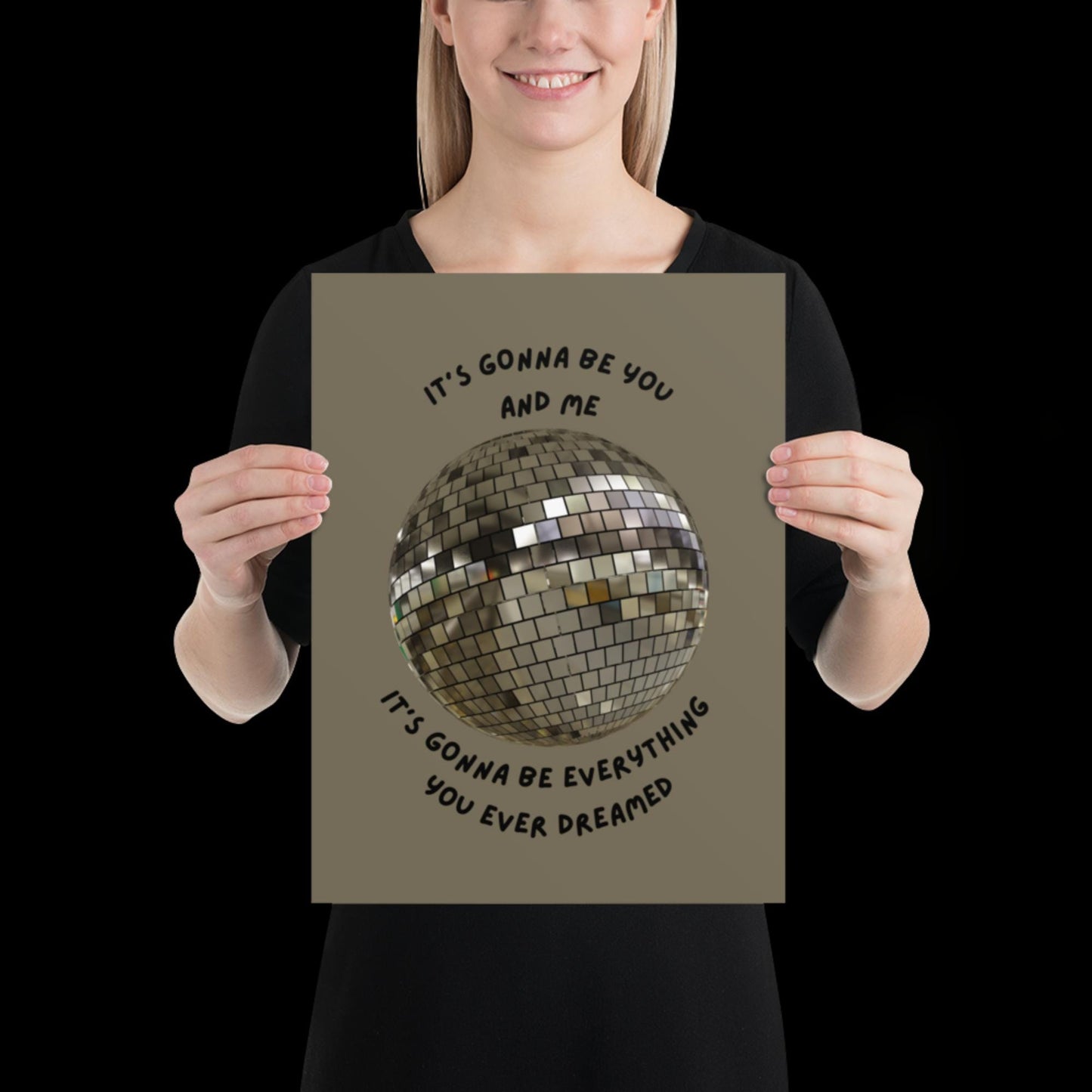 You and Me Silver Gray Disco Ball Wall Print - Ibiza Colourful Funny Cute Birthday Christmas Gift Unique Leopard Cocktail