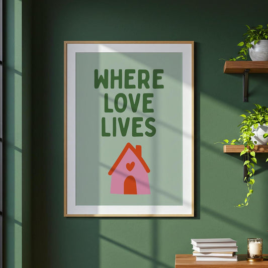 Where Love Lives Alison Limerick Inspired Lyric Print Green - Ibiza Funky Disco House Music A1 A2 A3 Typographic Ball Aesthetic Poster