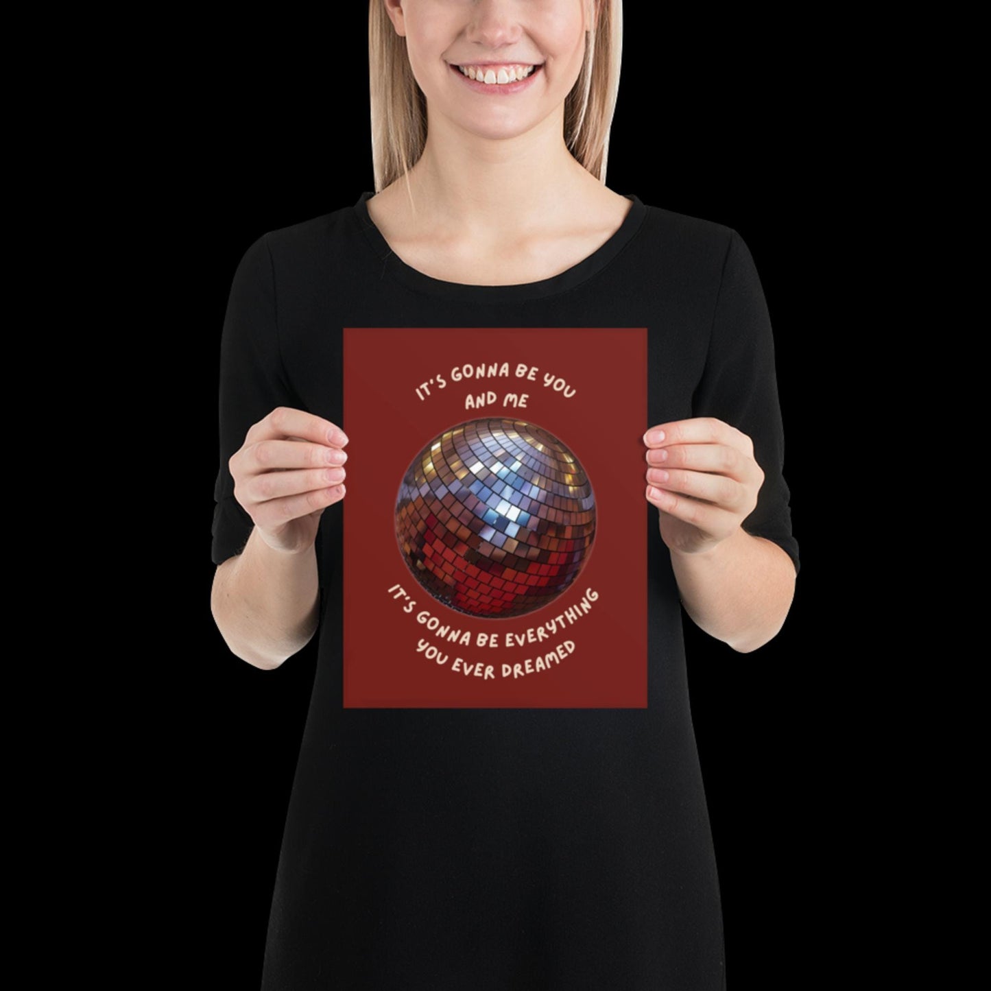 You and Me Red Disco Ball Wall Print - Ibiza Colourful Funny Cute Birthday Christmas Gift Unique Leopard Cocktail