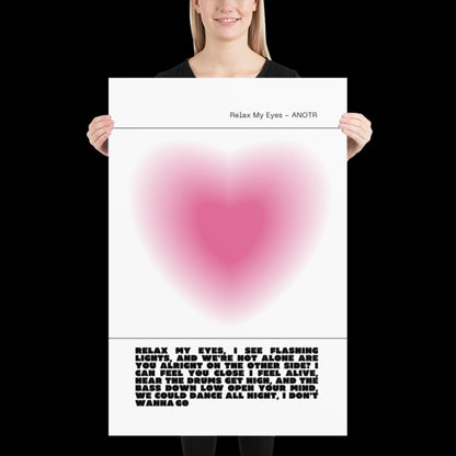 Relax My Eyes Inspired Pink Heart Aura Print - ANOTR Wall Art House EDM Ibiza Festival Rave Art Decor House Music Lovers Disco Ball Funky