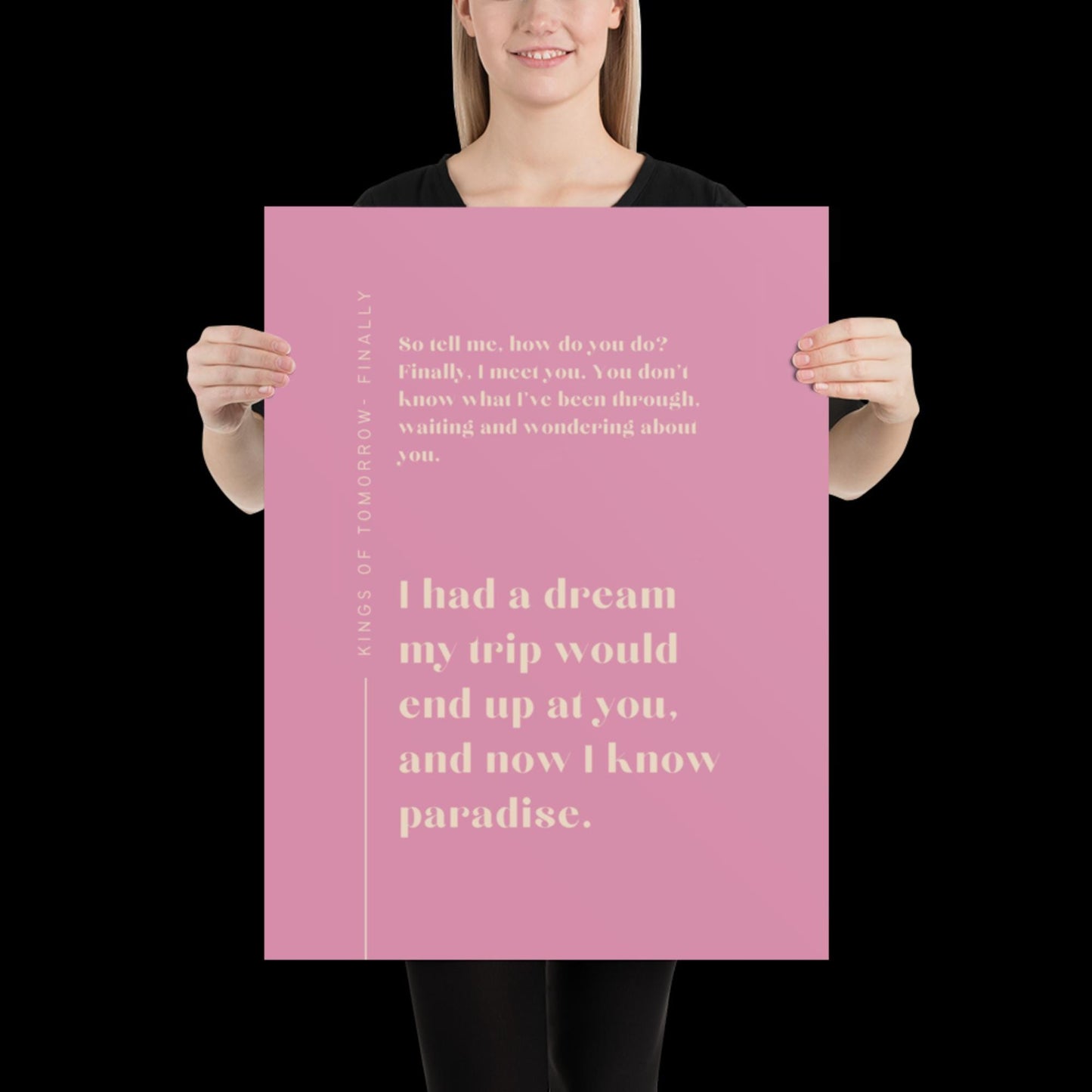 Finally Kings of Tomorrow Inspired Lyric Print Pink and Beige - Ibiza Funky Disco House Music A1 A2 A3 Typographic Disco Ball