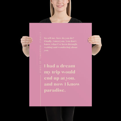 Finally Kings of Tomorrow Inspired Lyric Print Pink and Beige - Ibiza Funky Disco House Music A1 A2 A3 Typographic Disco Ball