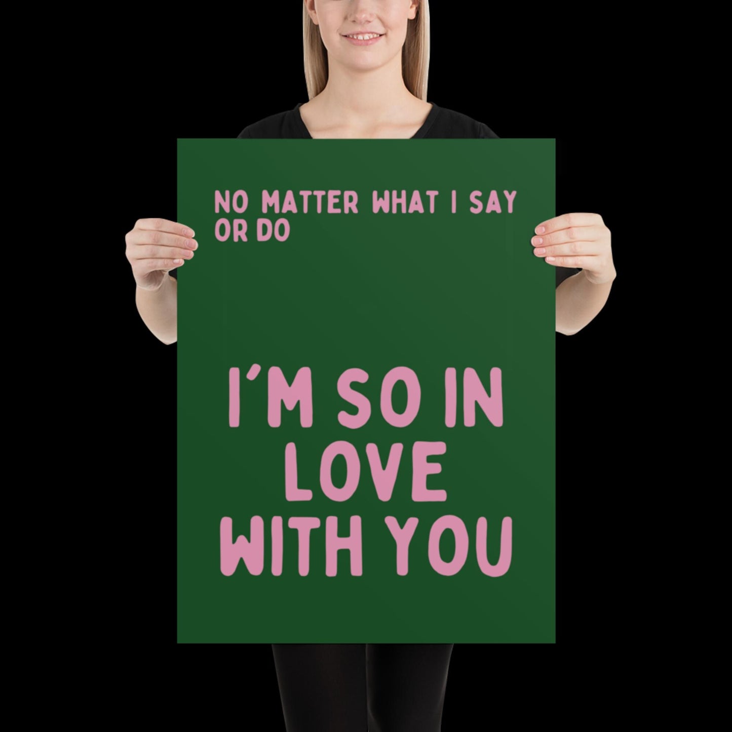 I'm So In Love With You Green and Pink Wall Print - Ibiza Colourful Funny Cute Birthday Art Gift Unique Funky House Music Poster Lyrics