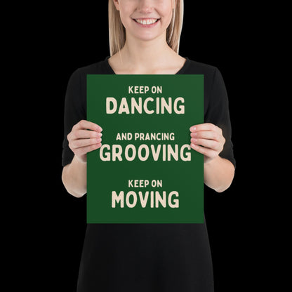 Music is The Answer Typographic Green and Beige Wall Print - Ibiza Art Bold Typographic Colourful House Music Poster Groovy Bar Disco Funky