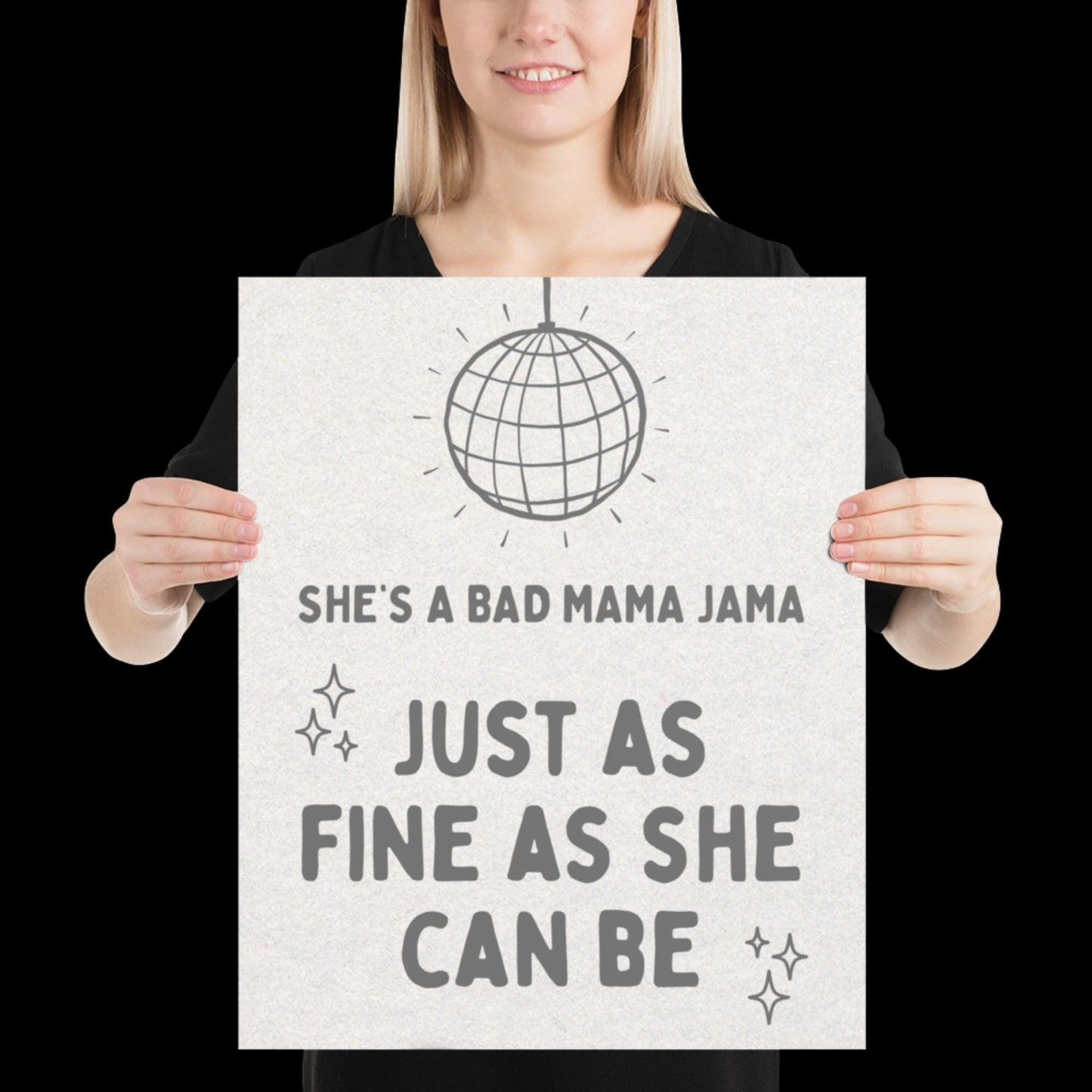 She's a Bad Mama Jama Carl Carlton Lyric Print | House Music Poster | Quote Print | Typographic | Disco Decor | Disco Ball Wall Print | Gift