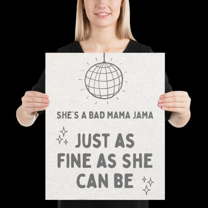 She's a Bad Mama Jama Carl Carlton Lyric Print | House Music Poster | Quote Print | Typographic | Disco Decor | Disco Ball Wall Print | Gift